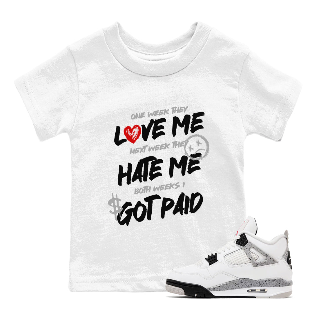 I Got Paid snkmatch Tees Kids - Air Jordan 4 White Cement