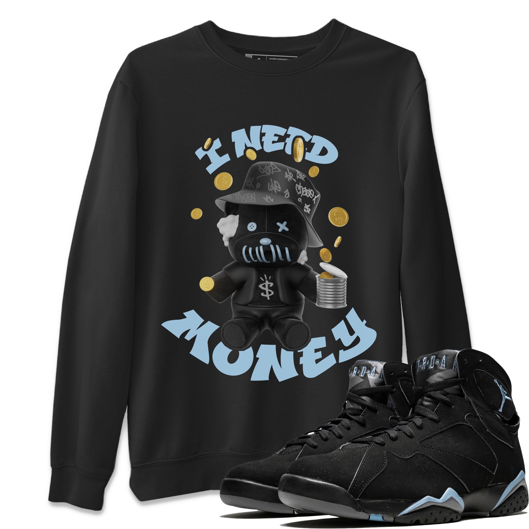 I Need Money snkmatch Tee - Air Jordan 7 Chambray