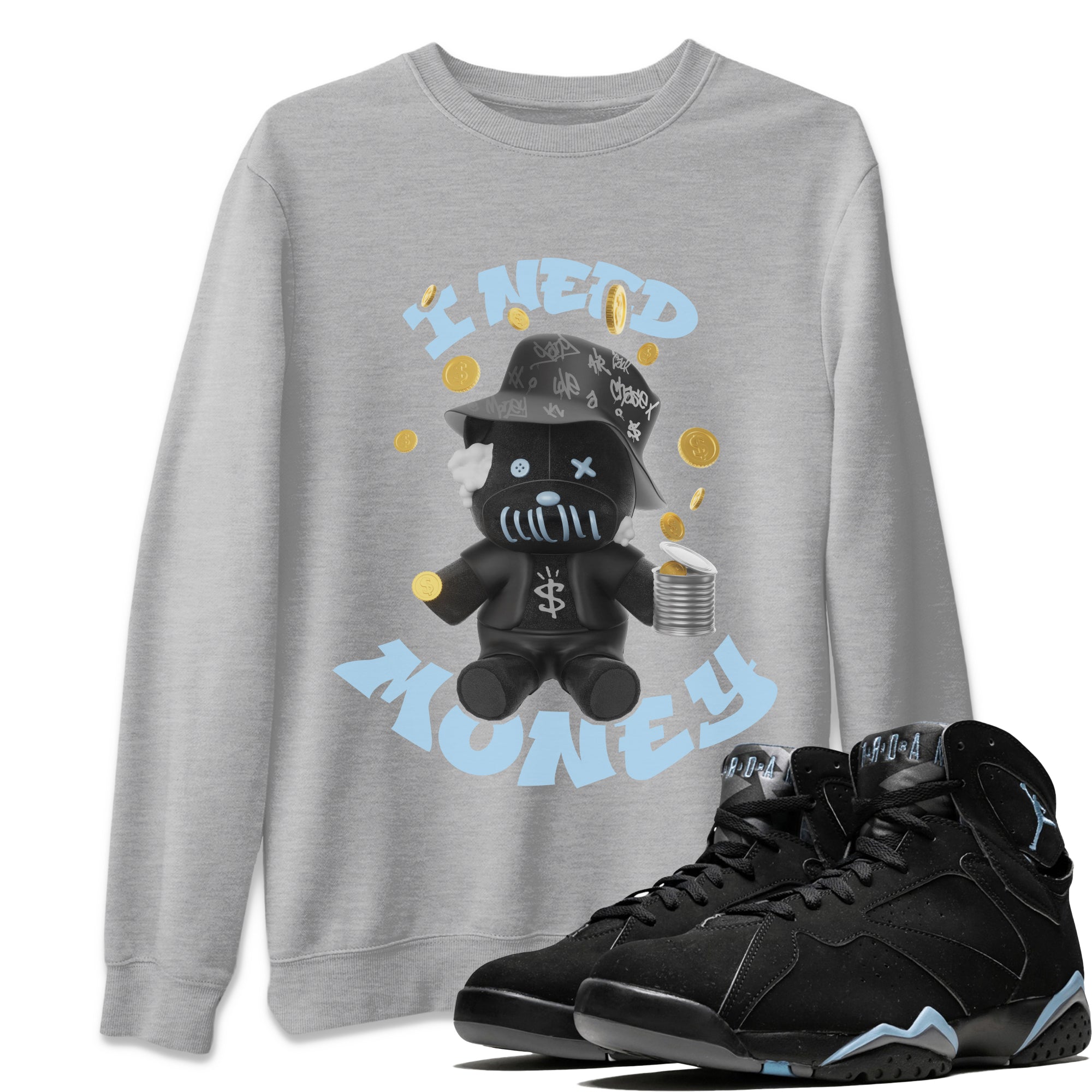 I Need Money snkmatch Tee - Air Jordan 7 Chambray