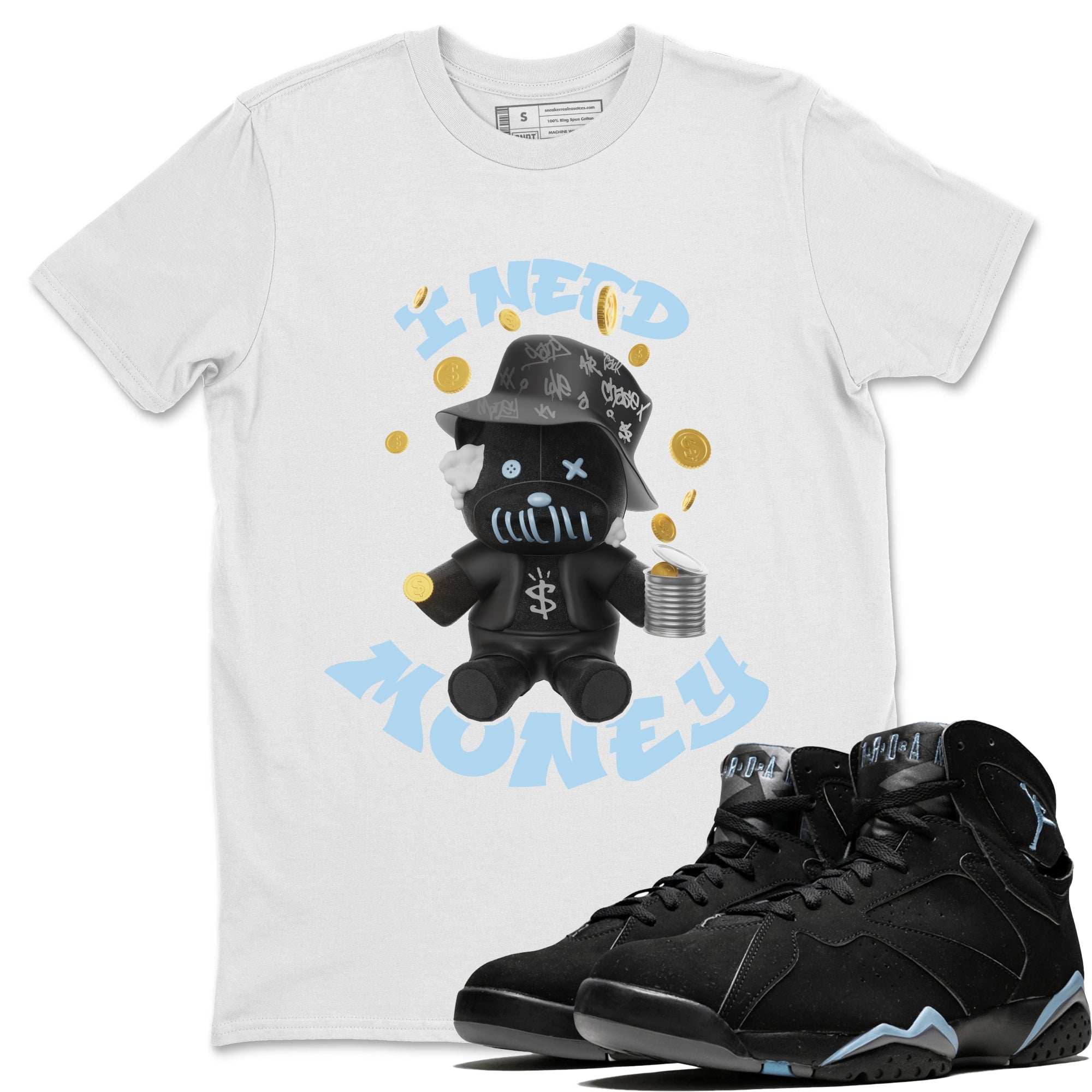 I Need Money snkmatch Tee - Air Jordan 7 Chambray
