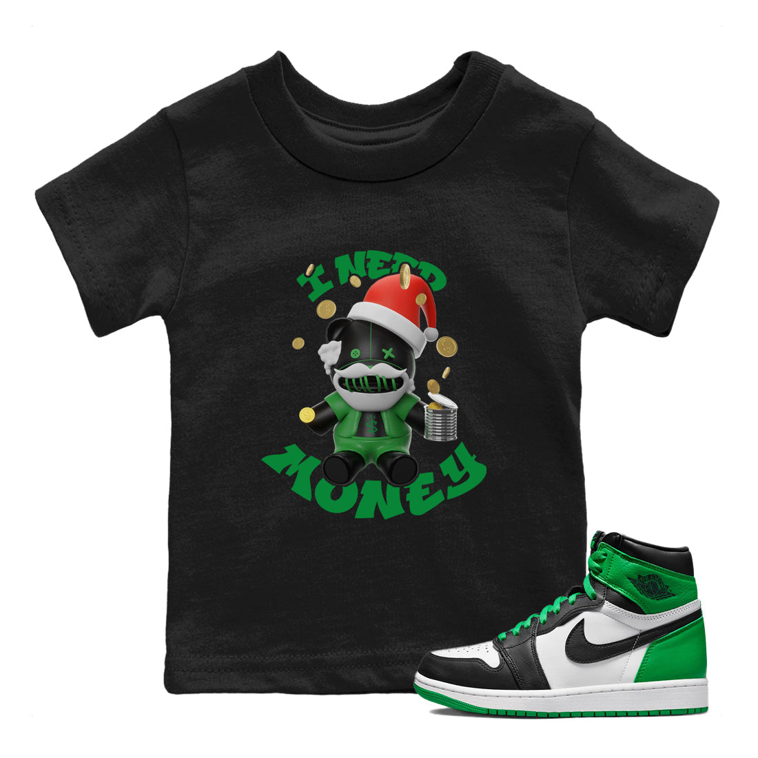 I Need Money Christmas Edition snkmatch Tee Kids - Air Jordan 1 Celtics