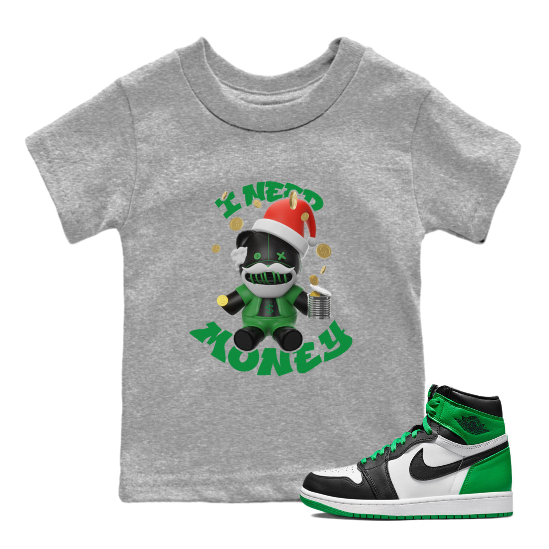 I Need Money Christmas Edition snkmatch Tee Kids - Air Jordan 1 Celtics