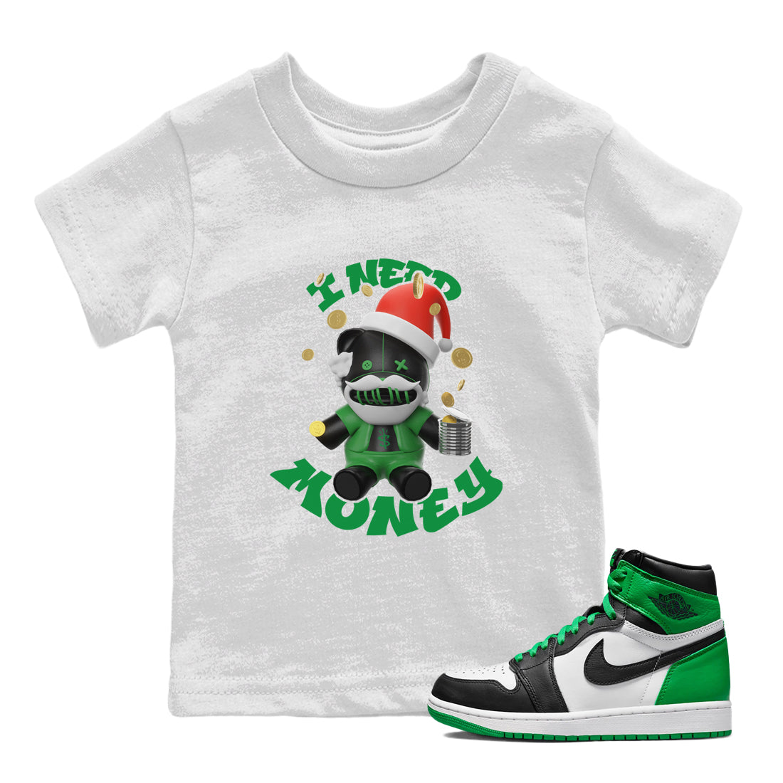 I Need Money Christmas Edition snkmatch Tee Kids - Air Jordan 1 Celtics