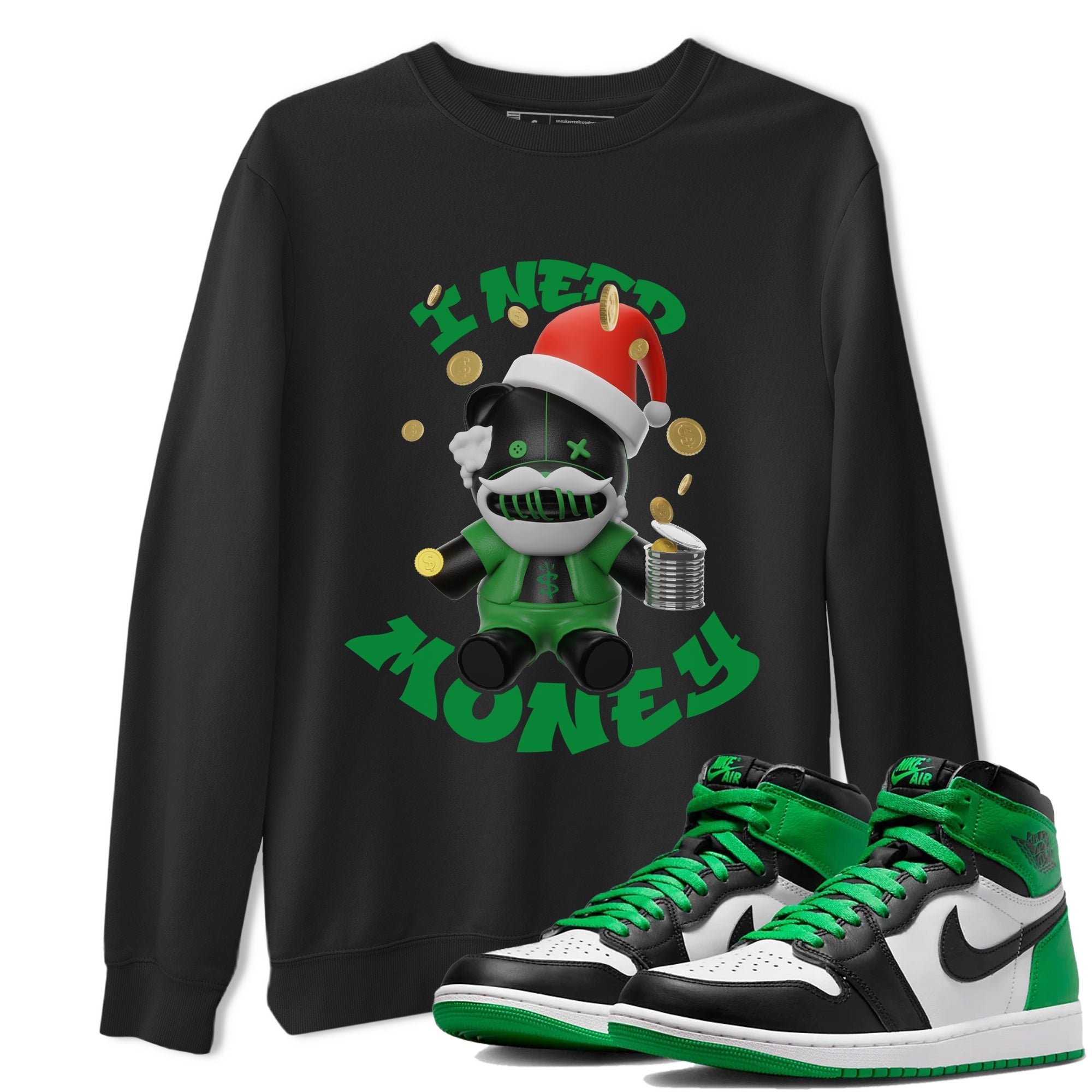 I Need Money Christmas Edition snkmatch Tee - Air Jordan 1 Celtics
