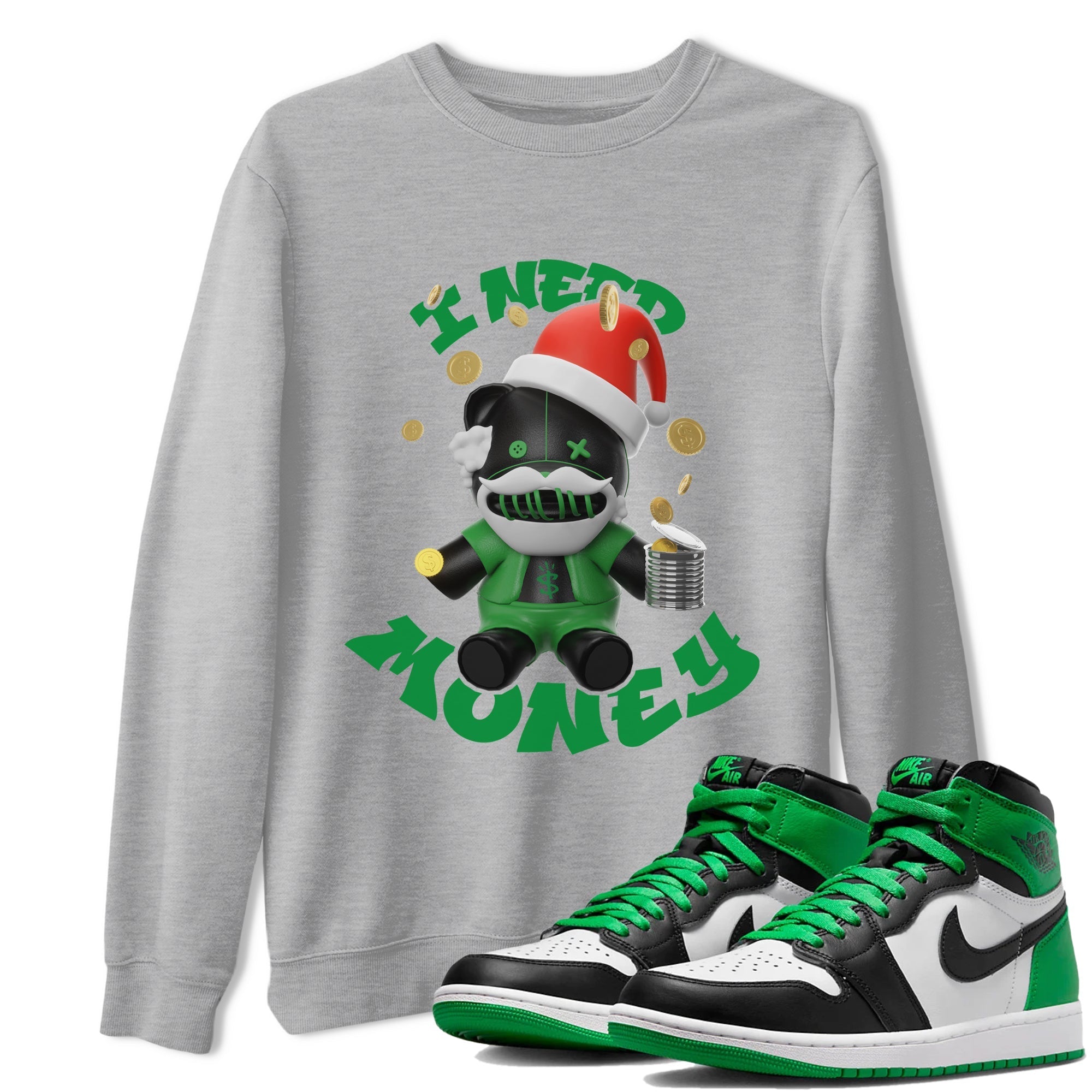 I Need Money Christmas Edition snkmatch Tee - Air Jordan 1 Celtics