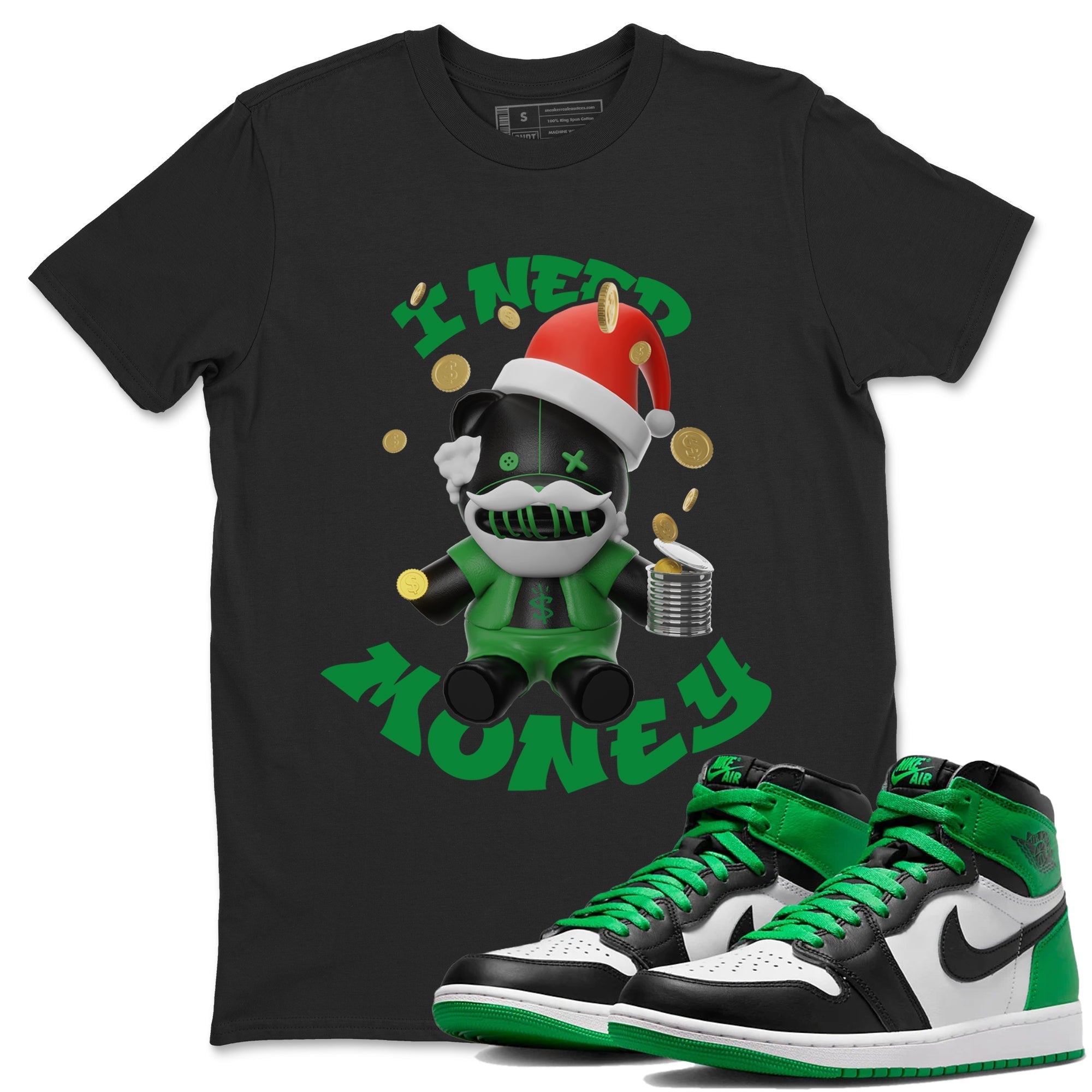 I Need Money Christmas Edition snkmatch Tee - Air Jordan 1 Celtics