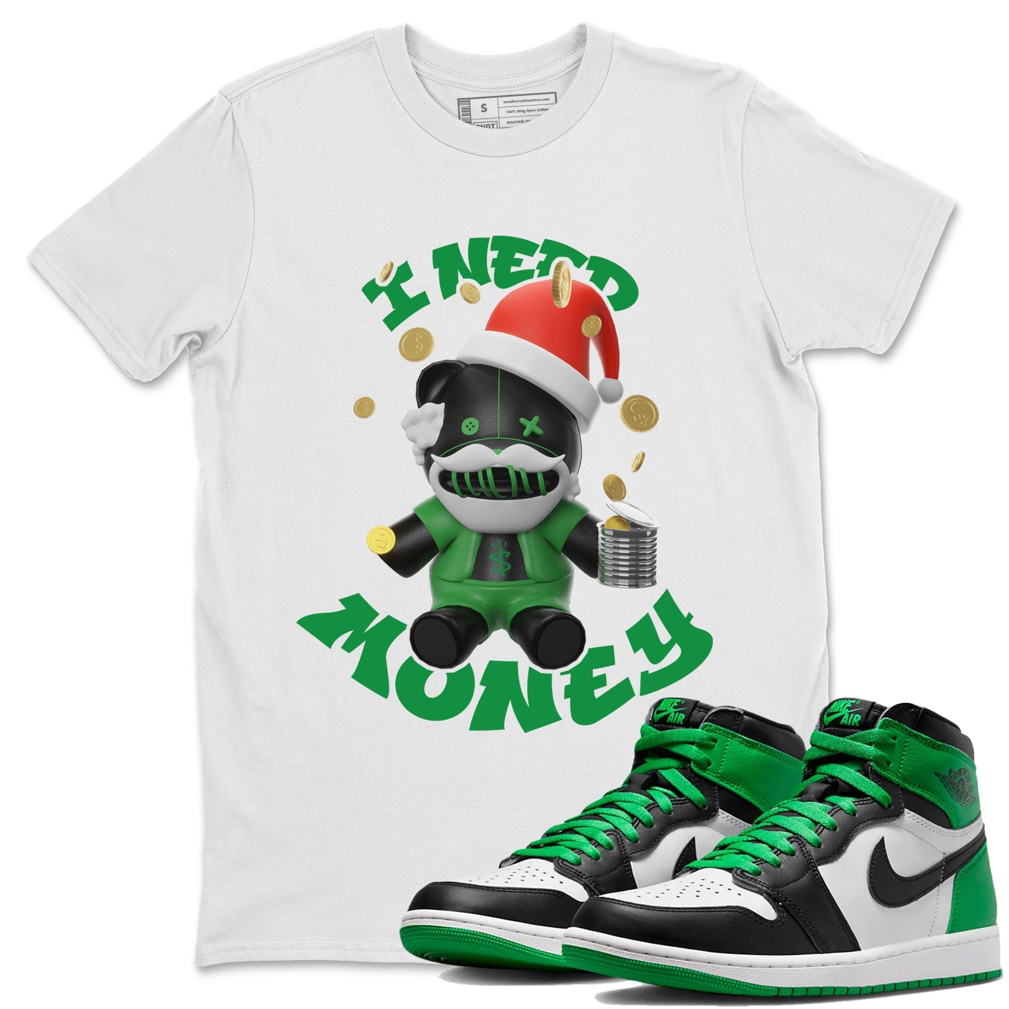 I Need Money Christmas Edition snkmatch Tee - Air Jordan 1 Celtics