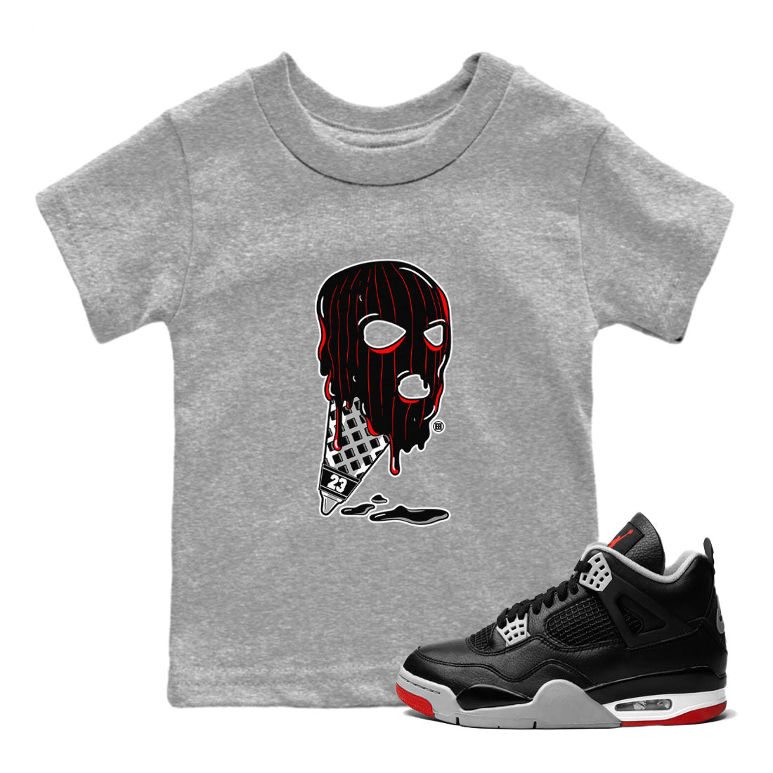 Ice Cream Mask snkmatch Tees Kids - Air Jordan 4 Bred Reimagined