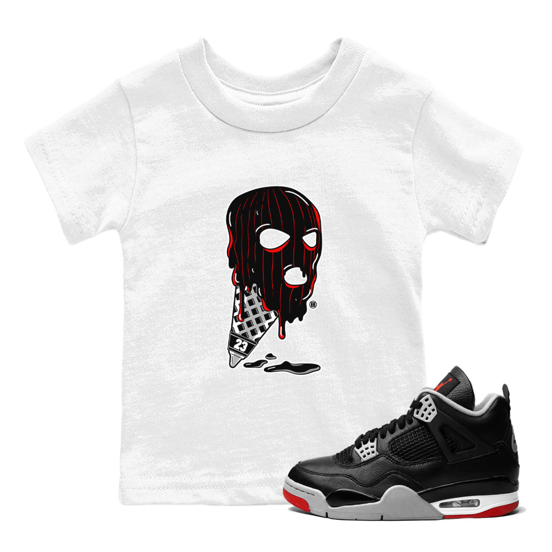 Ice Cream Mask snkmatch Tees Kids - Air Jordan 4 Bred Reimagined