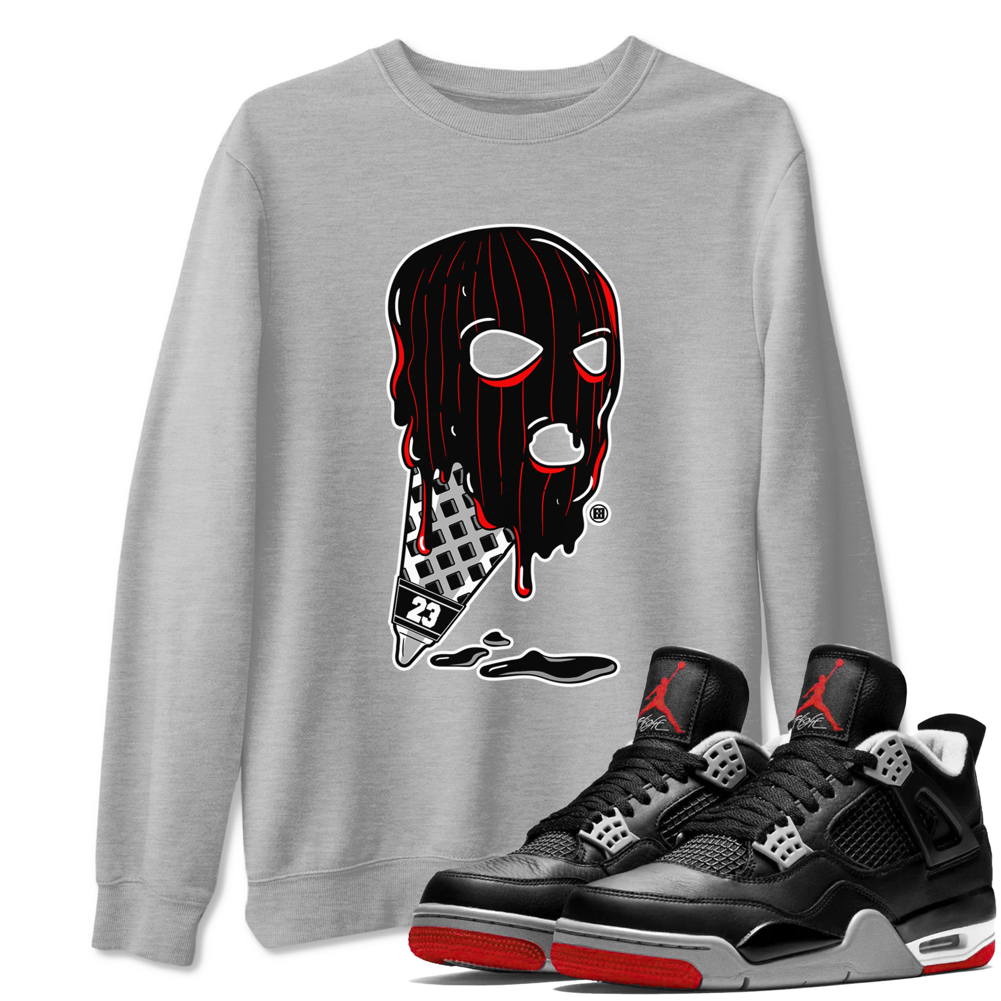 Ice Cream Mask snkmatch Tees - Air Jordan 4 Bred Reimagined