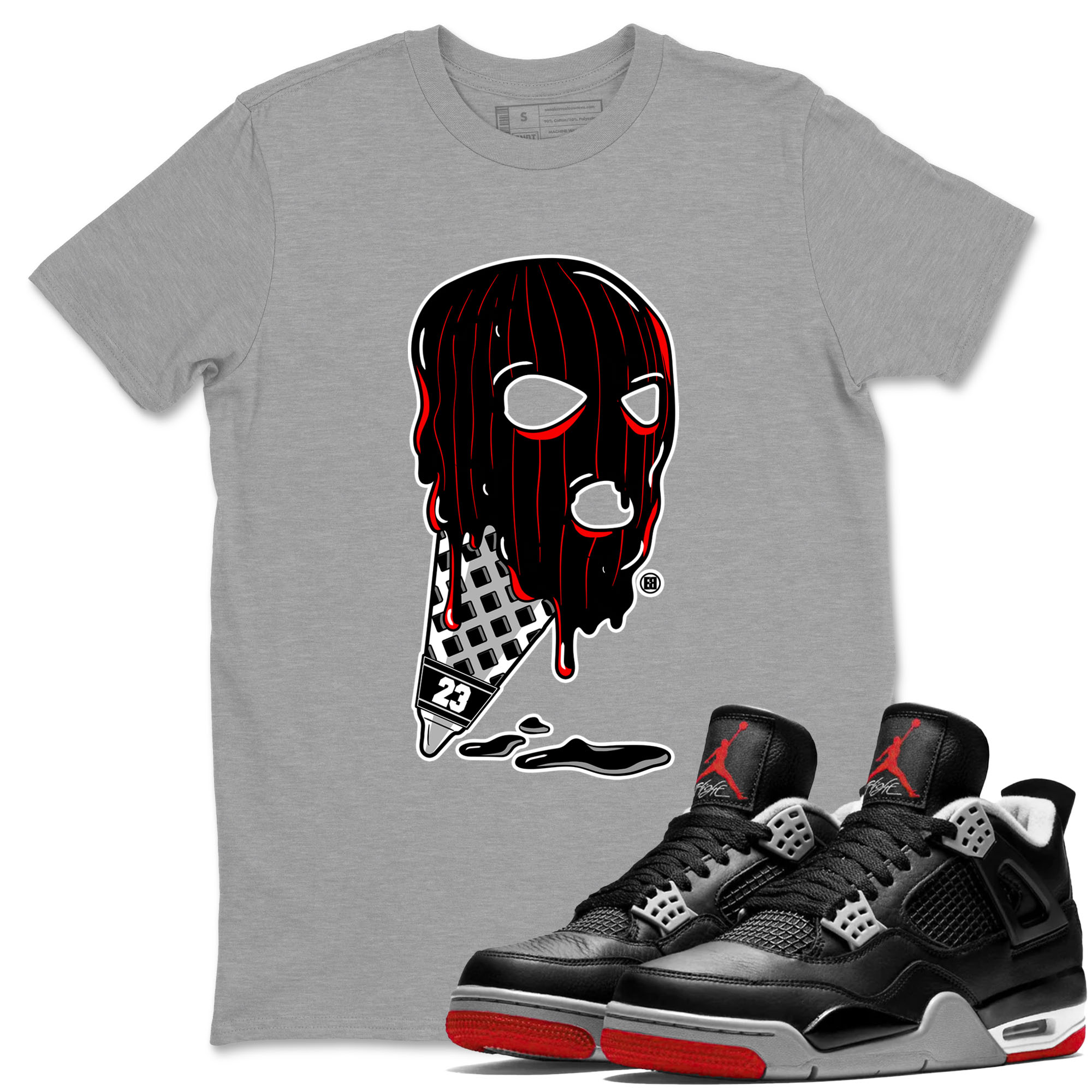 Ice Cream Mask snkmatch Tees - Air Jordan 4 Bred Reimagined