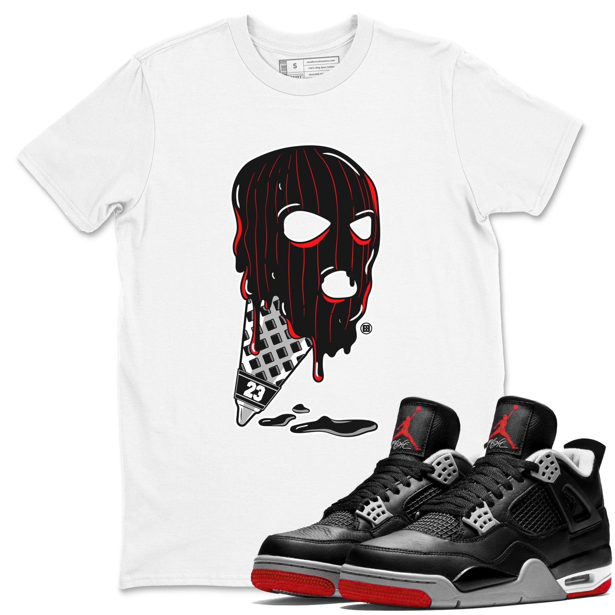 Ice Cream Mask snkmatch Tees - Air Jordan 4 Bred Reimagined