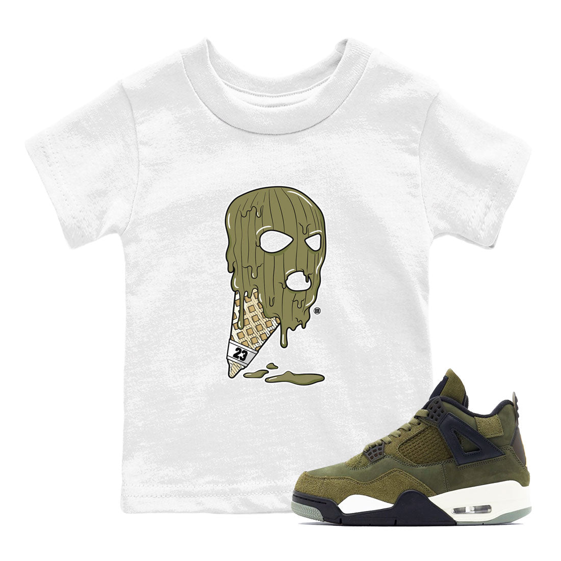 Ice Cream Mask snkmatch Tee Kids - Air Jordan 4 Medium Olive