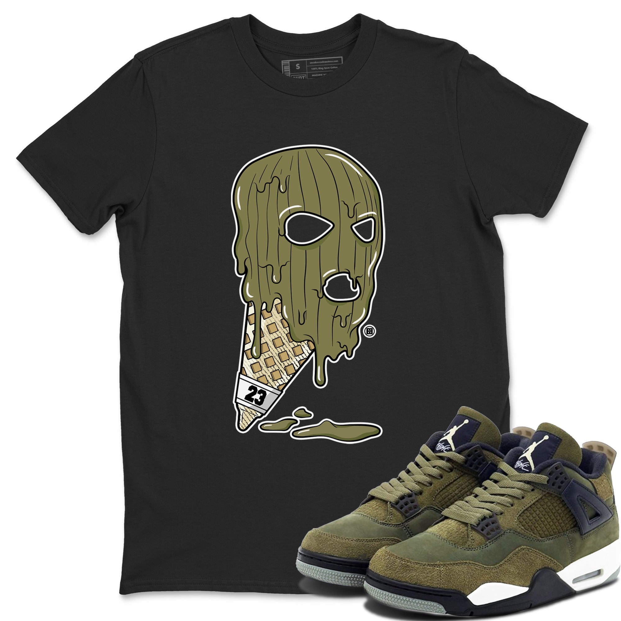Ice Cream Mask snkmatch Tee - Air Jordan 4 Medium Olive