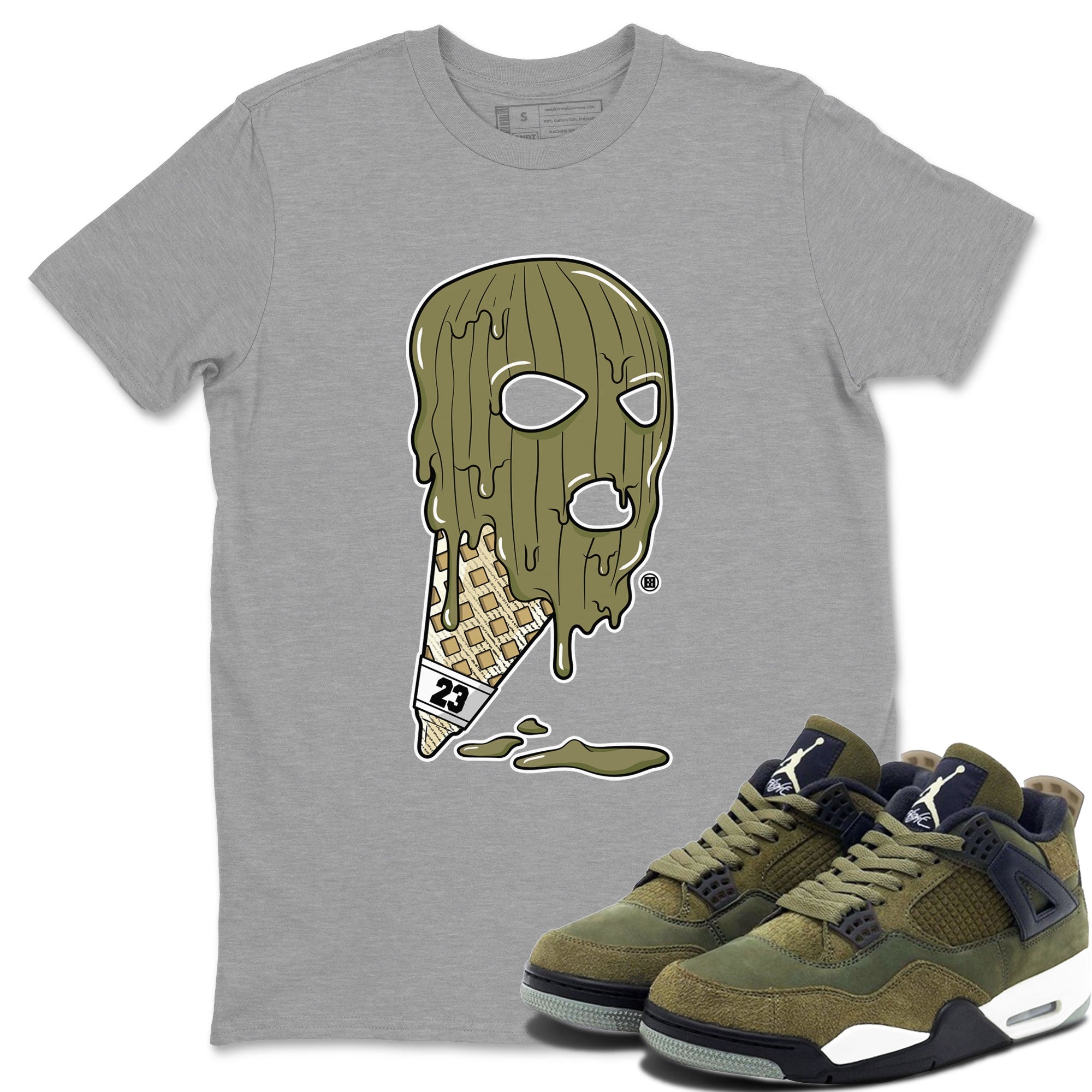 Ice Cream Mask snkmatch Tee - Air Jordan 4 Medium Olive