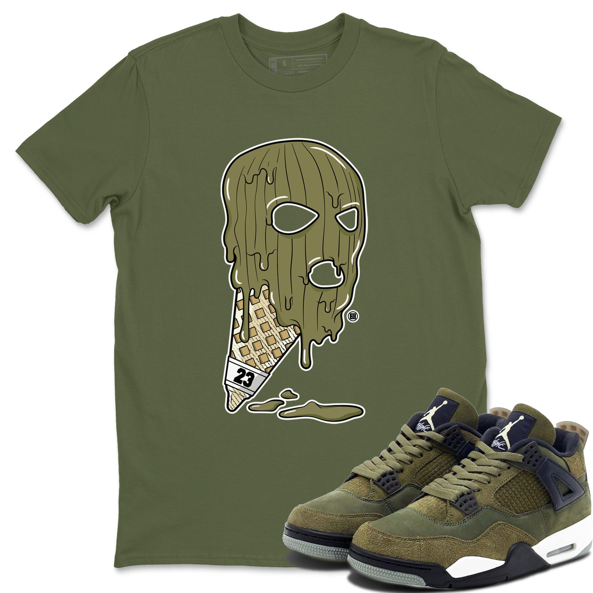 Ice Cream Mask snkmatch Tee - Air Jordan 4 Medium Olive