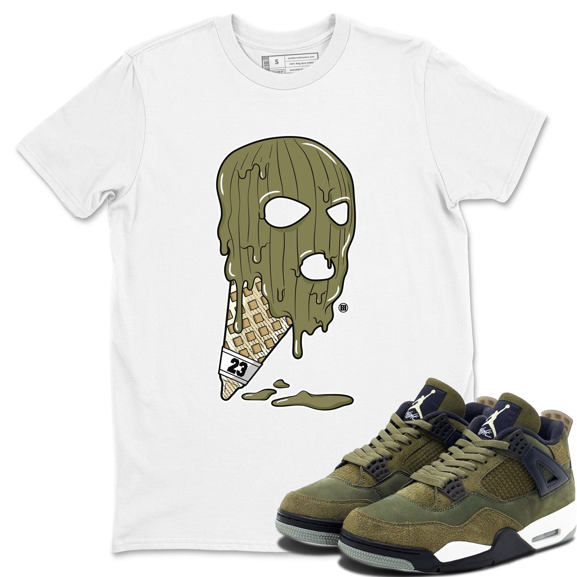 Ice Cream Mask snkmatch Tee - Air Jordan 4 Medium Olive