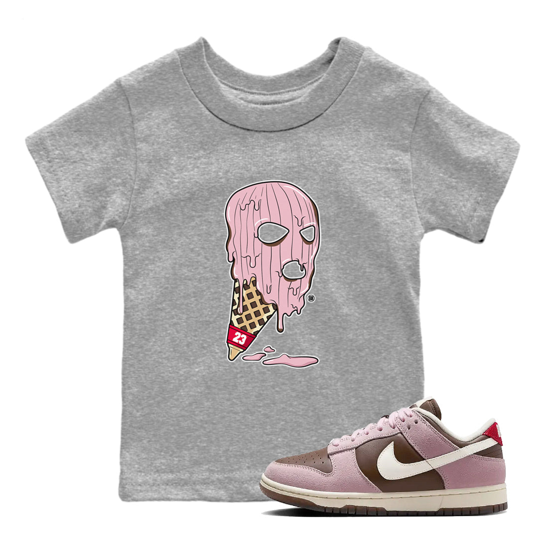 Ice Cream Mask snkmatch Tees Kids - Dunk Cacao Wow And Pink Foam