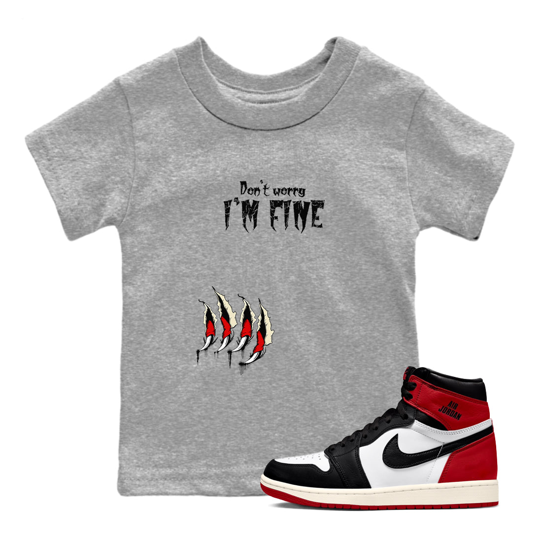 I'm Fine snkmatch Tees Kids - Air Jordan 1 Black Toe Reimagined