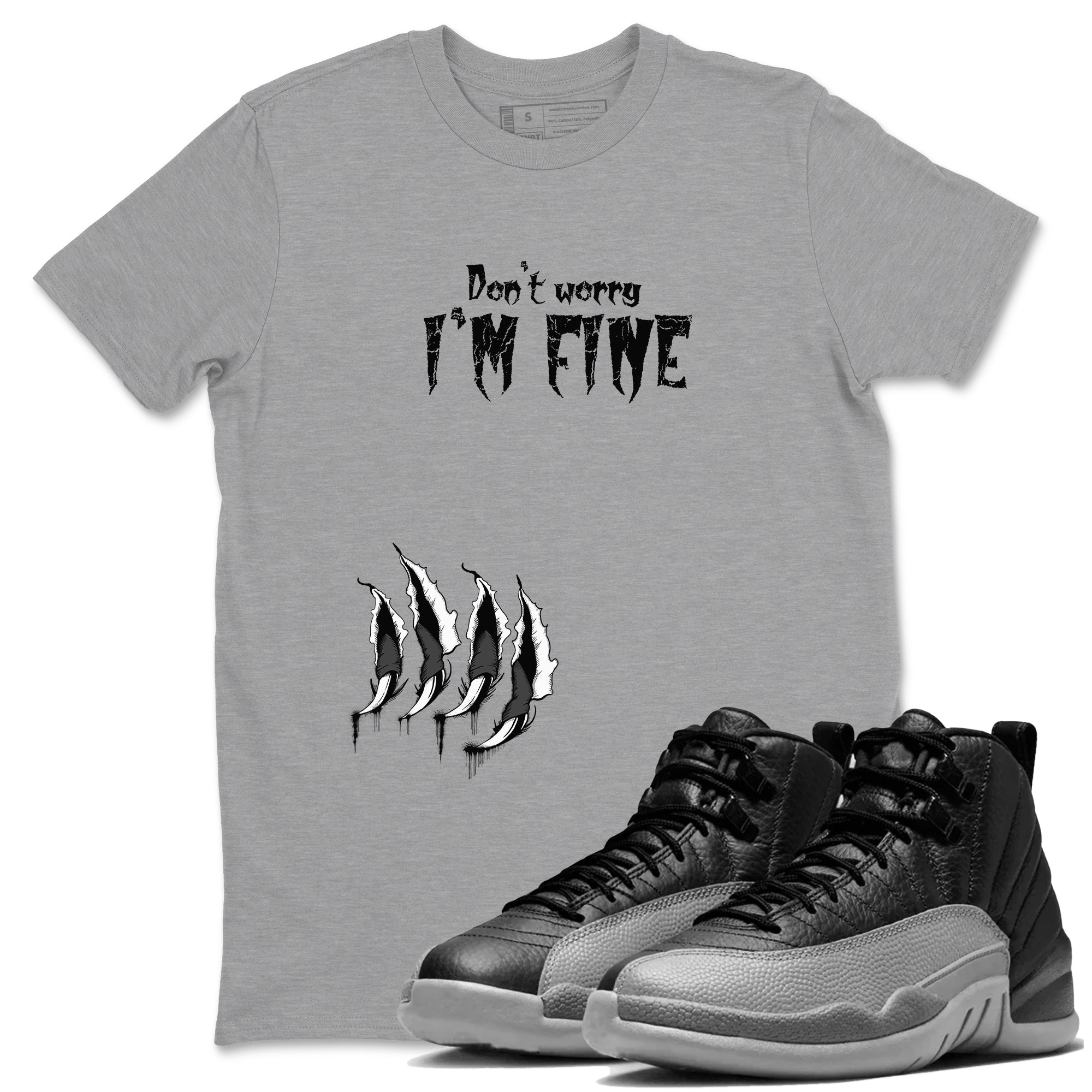 I'm Fine snkmatch Tees - Air Jordan 12 Black Wolf Grey