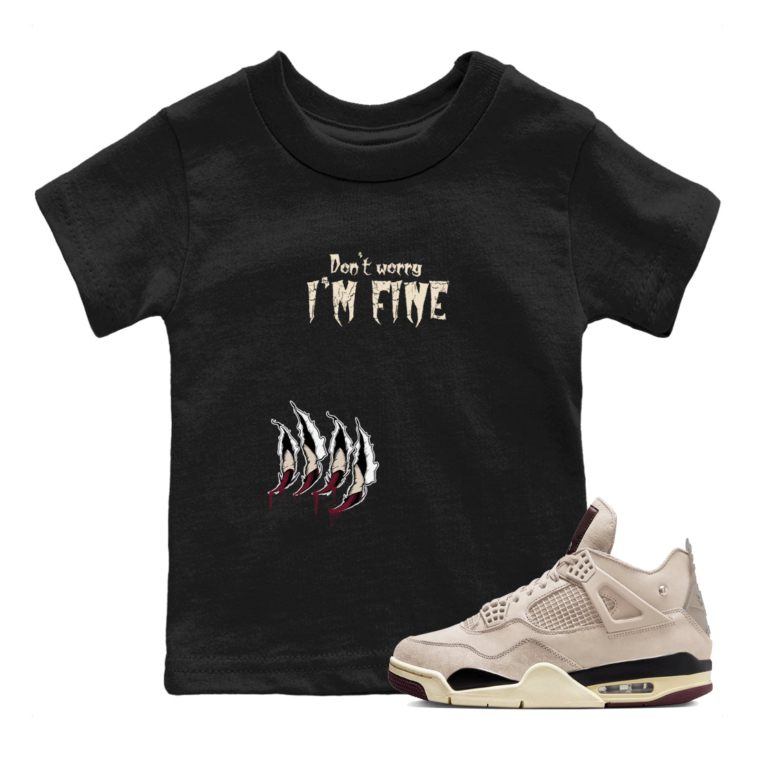I'm Fine snkmatch Tees Kids - Air Jordan 4 A Ma Maniere x Fossil Stone