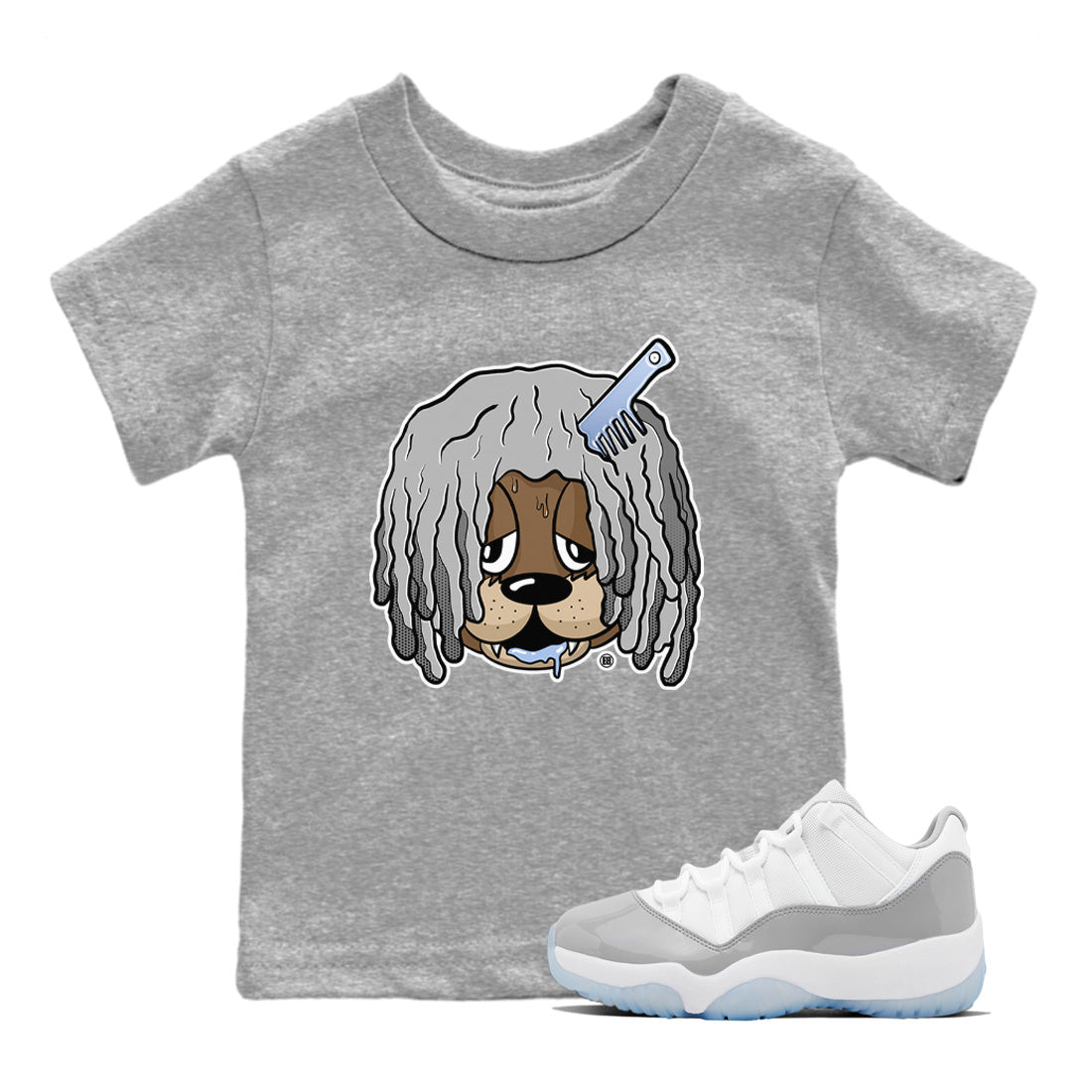 Impatient Bear Kids Tops - Air Jordan 11 White Cement