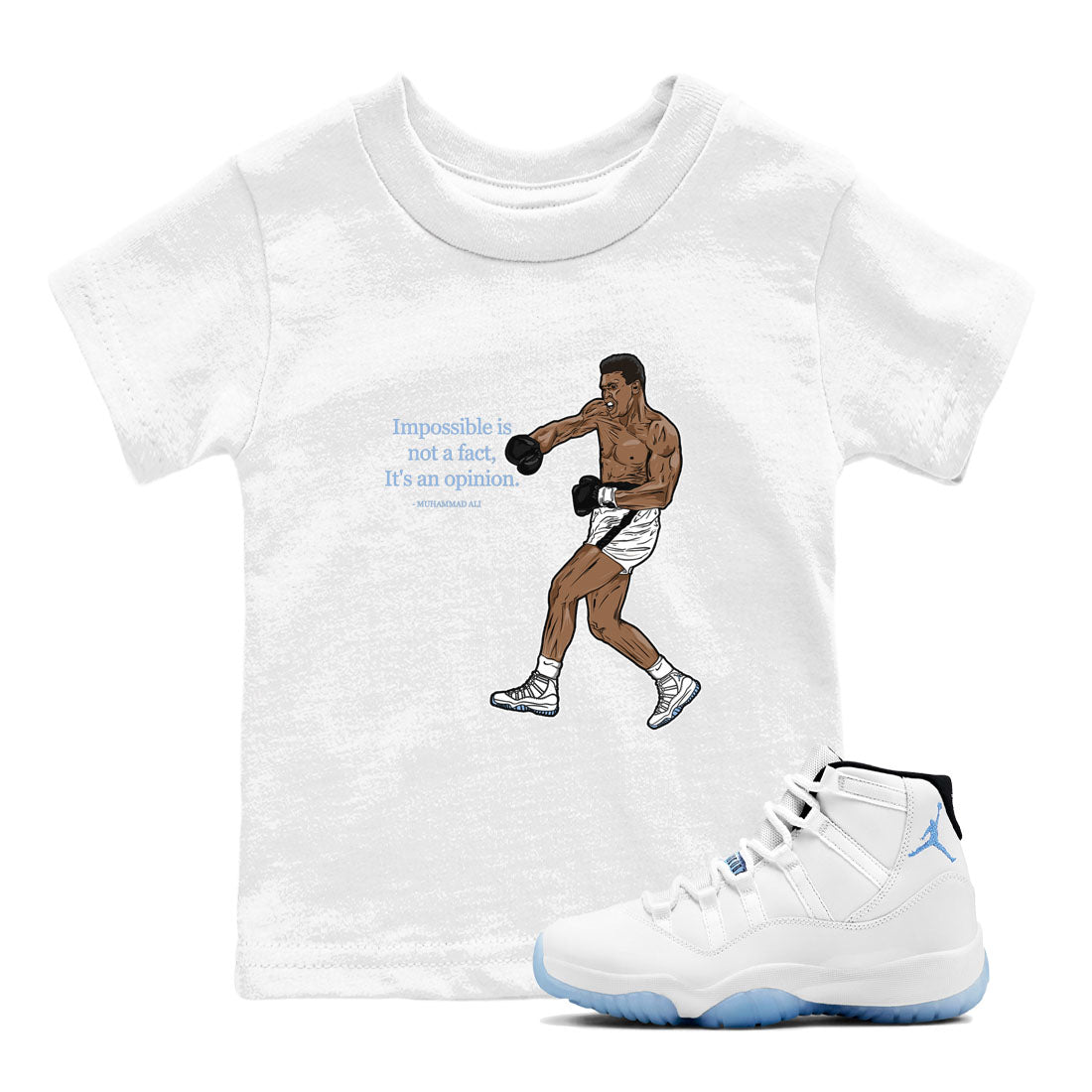 impossible is not a fact it's an opinion snkmatch Tees Kids - Air Jordan 11 Retro Legend Blue