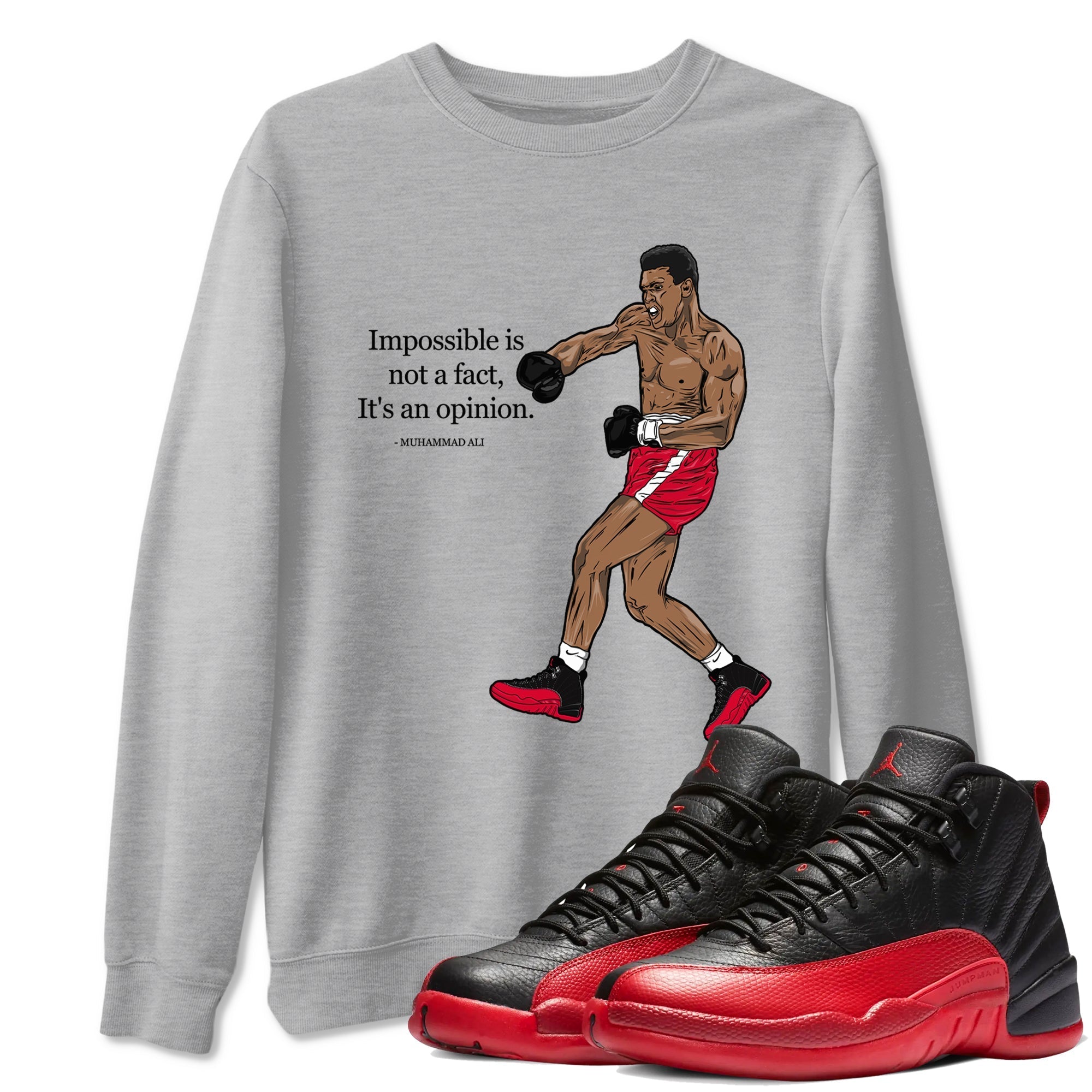 Impossible Is Not A Fact It's An Opinion snkmatch Tees - Air Jordan 12 Flu Game