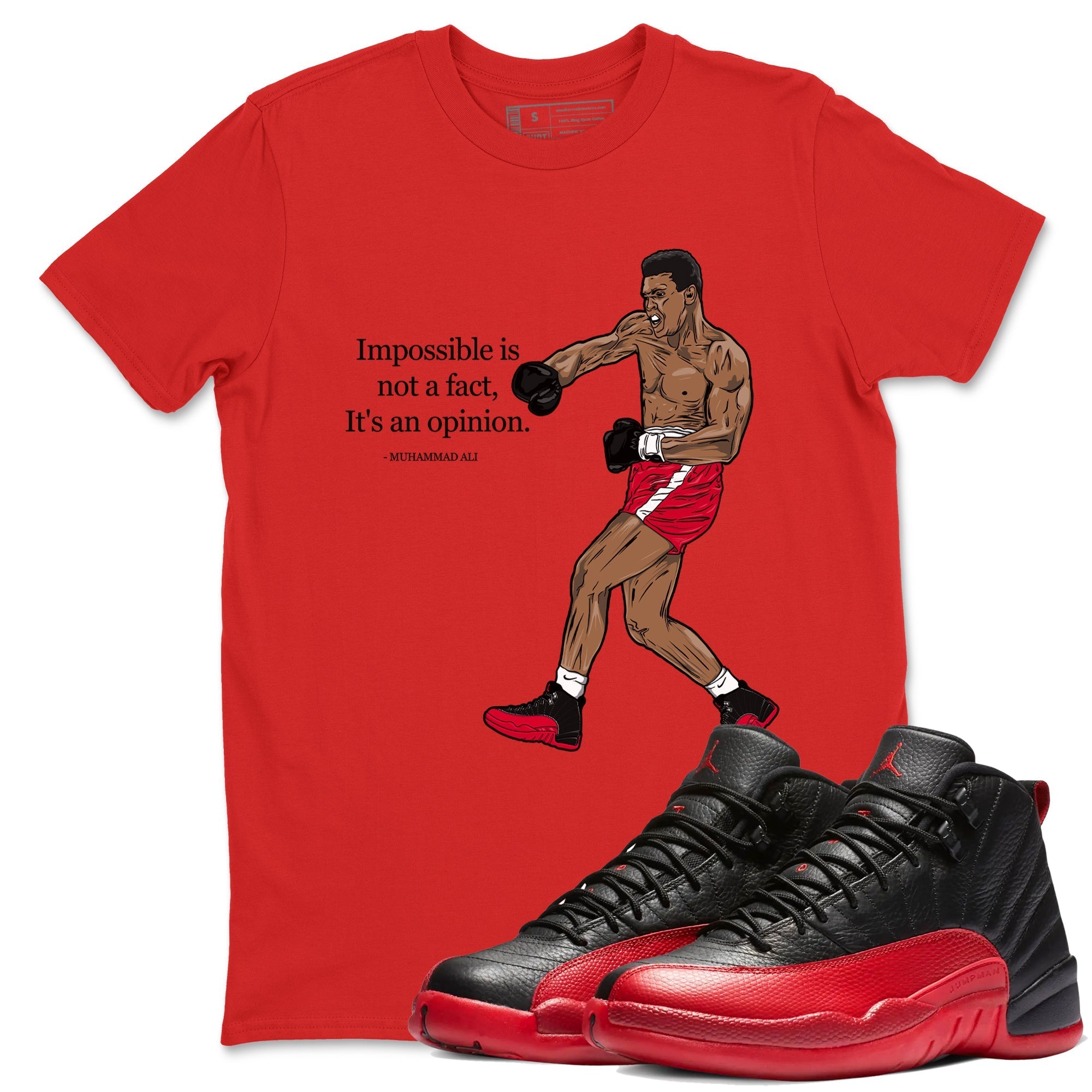 Impossible Is Not A Fact It's An Opinion snkmatch Tees - Air Jordan 12 Flu Game