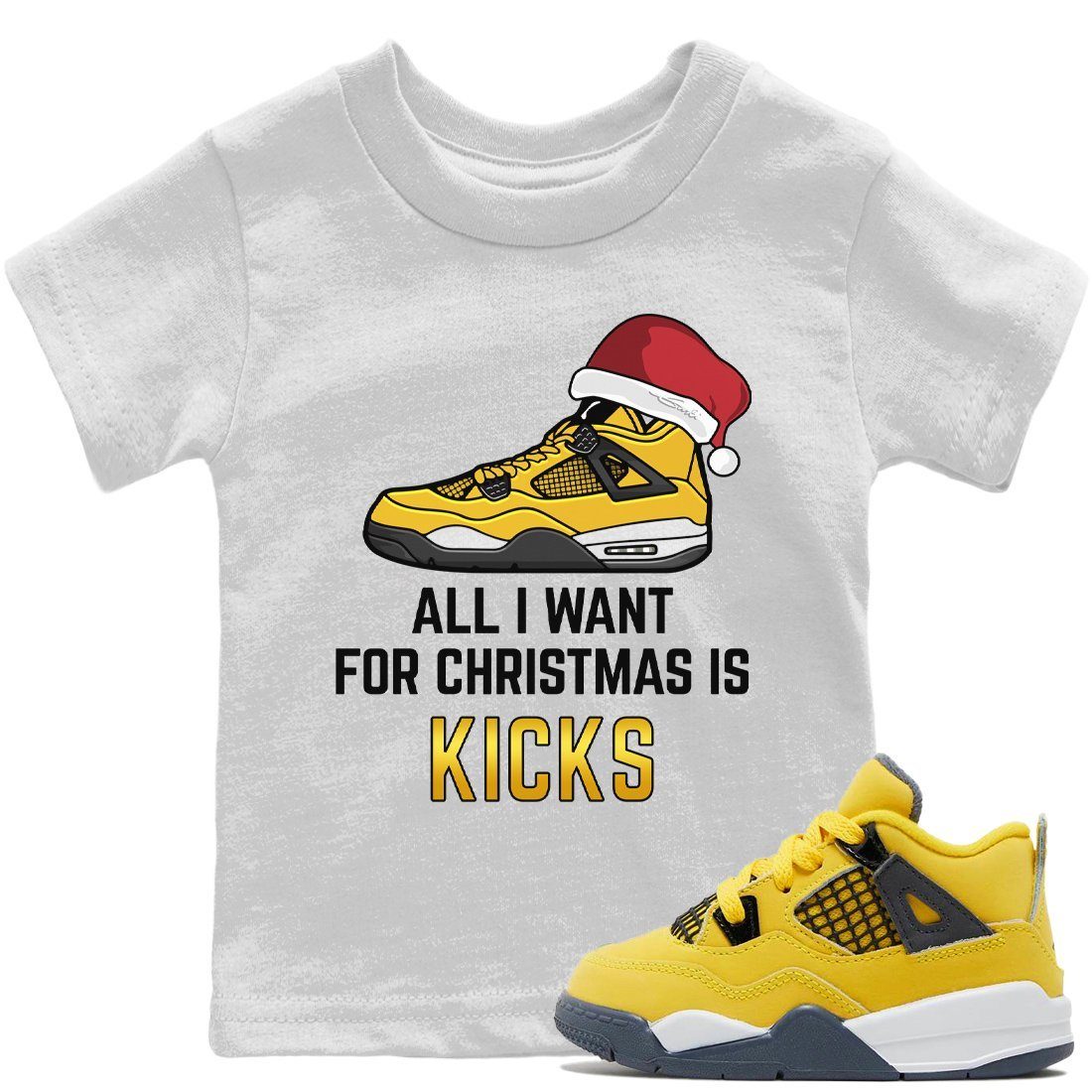 All I Want For Christmas Kids Tops - Air Jordan 4 Lightning