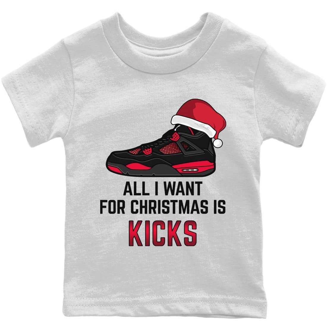 All I Want For Christmas Kids Tops - Air Jordan 4 Red Thunder