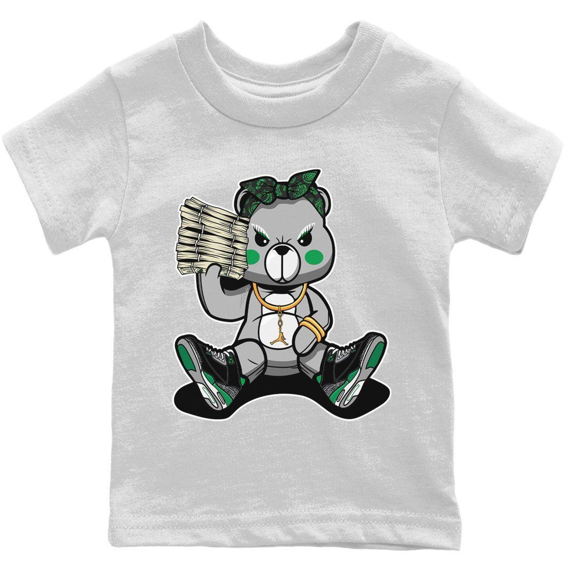 Bad Baby Bear Kids Tops - Air Jordan 3 Pine Green