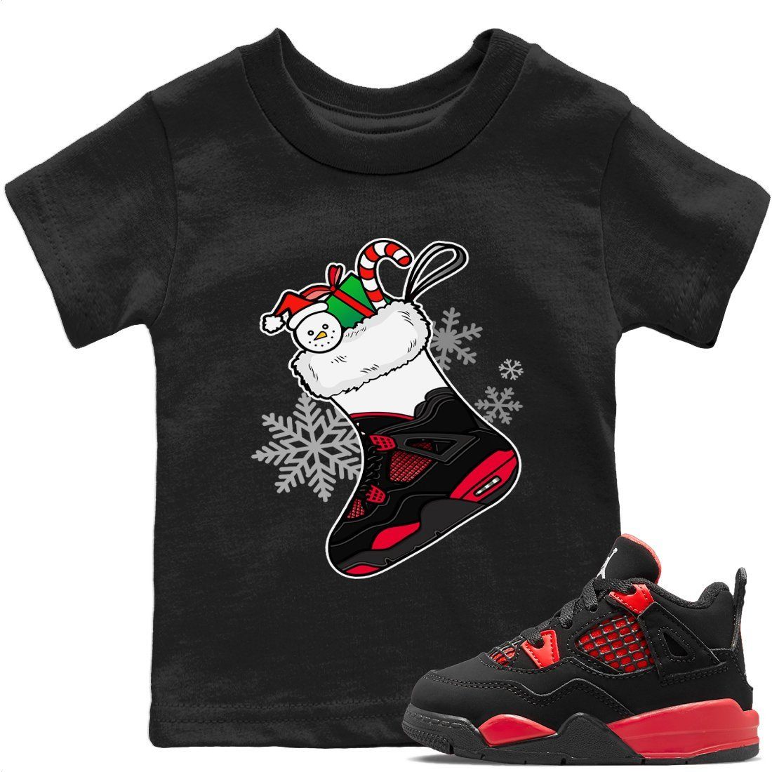 snkmatch Stocking Kids Tops - Air Jordan 4 Red Thunder