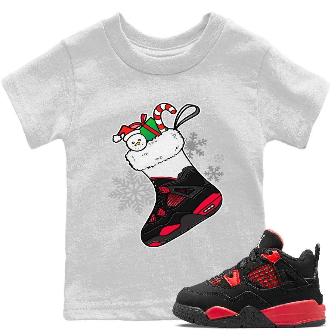 snkmatch Stocking Kids Tops - Air Jordan 4 Red Thunder