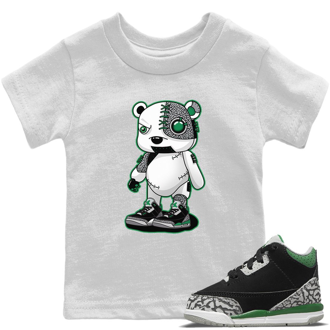 Cyborg Bear Kids Tops - Air Jordan 3 Pine Green