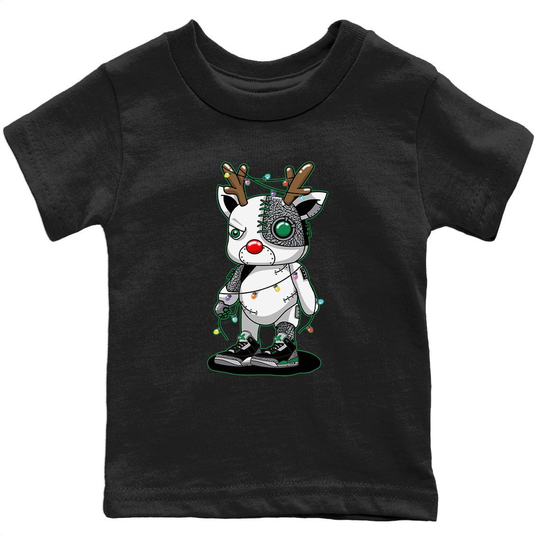 Cyborg Reindeer Kids Tops - Air Jordan 3 Pine Green
