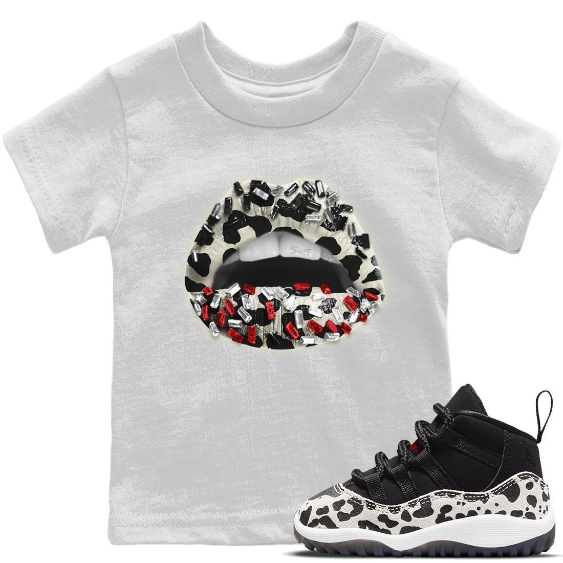 Lips Jewel Kids Tops - Air Jordan 11 Animal Instinct