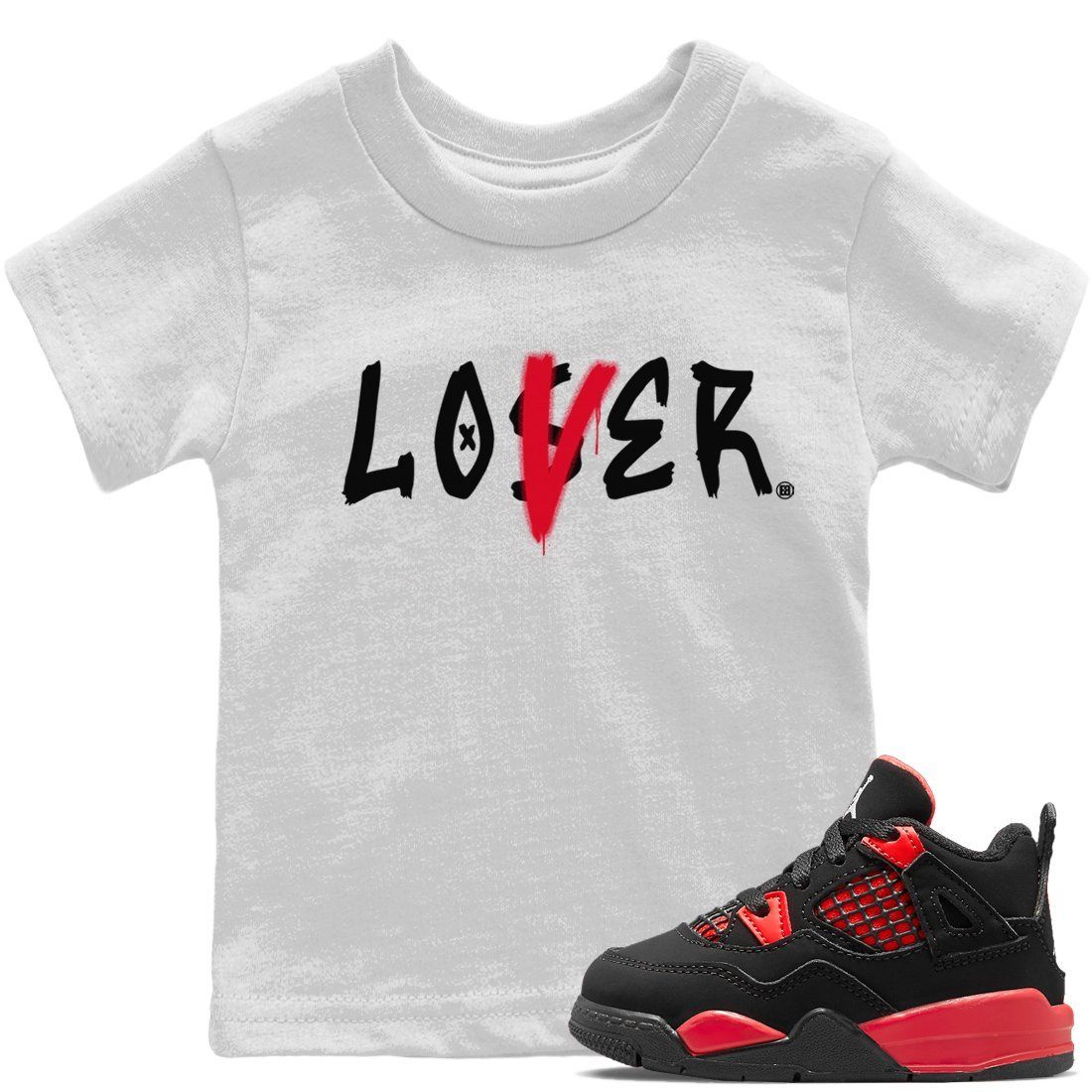 Loser Lover Kids Tops - Air Jordan 4 Red Thunder