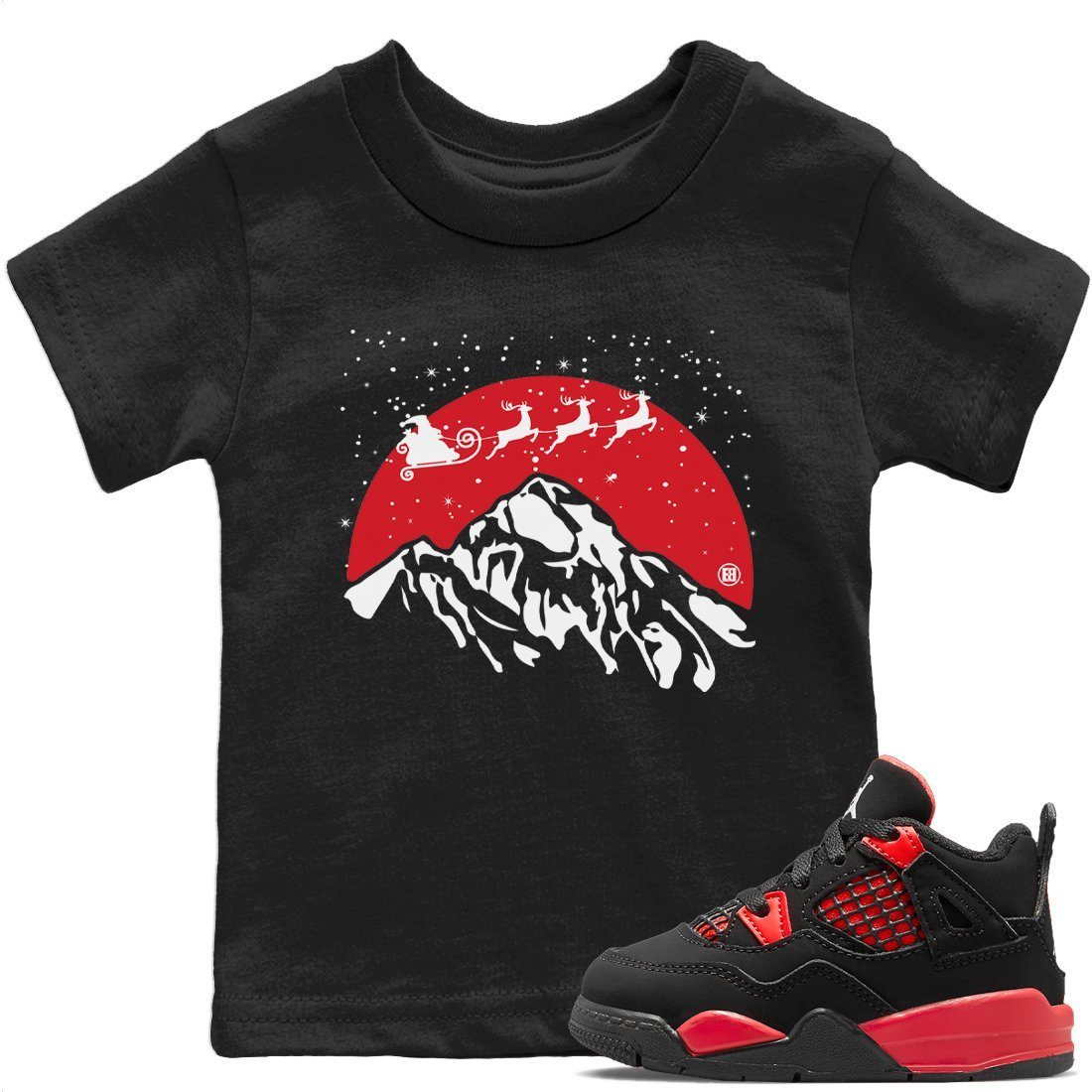Santa Silhouette Kids Tops - Air Jordan 4 Red Thunder
