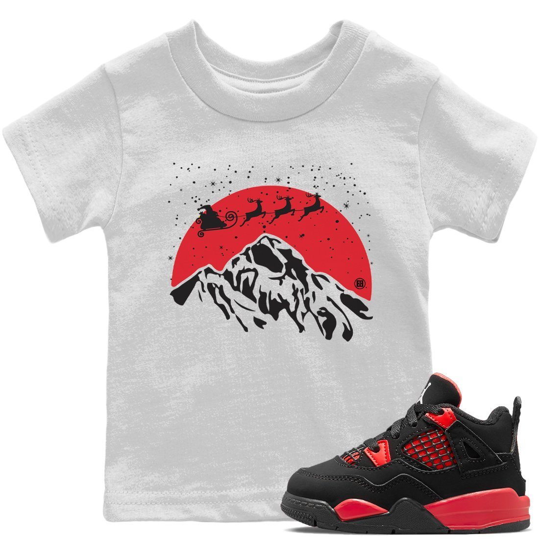 Santa Silhouette Kids Tops - Air Jordan 4 Red Thunder