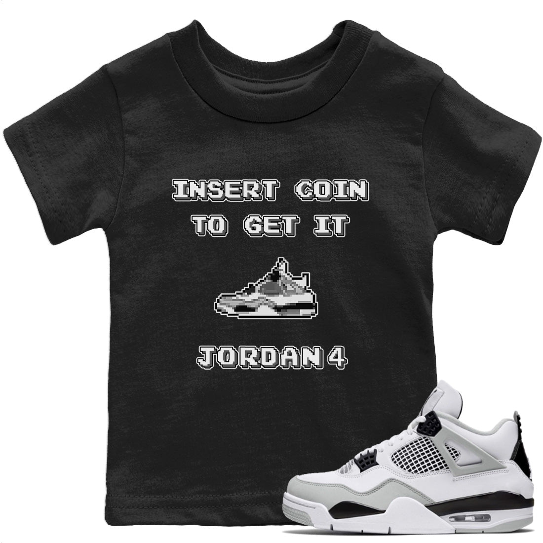Insert Coin Kids Tops - Air Jordan 4 Military Black