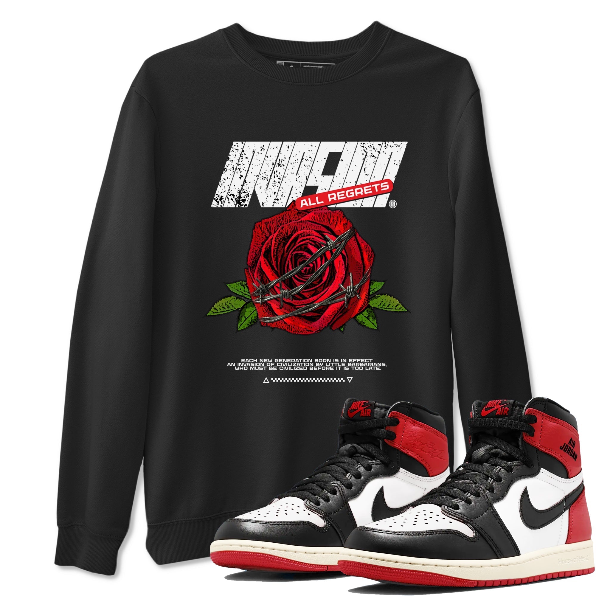Invasions snkmatch Tees - Air Jordan 1 Black Toe Reimagined