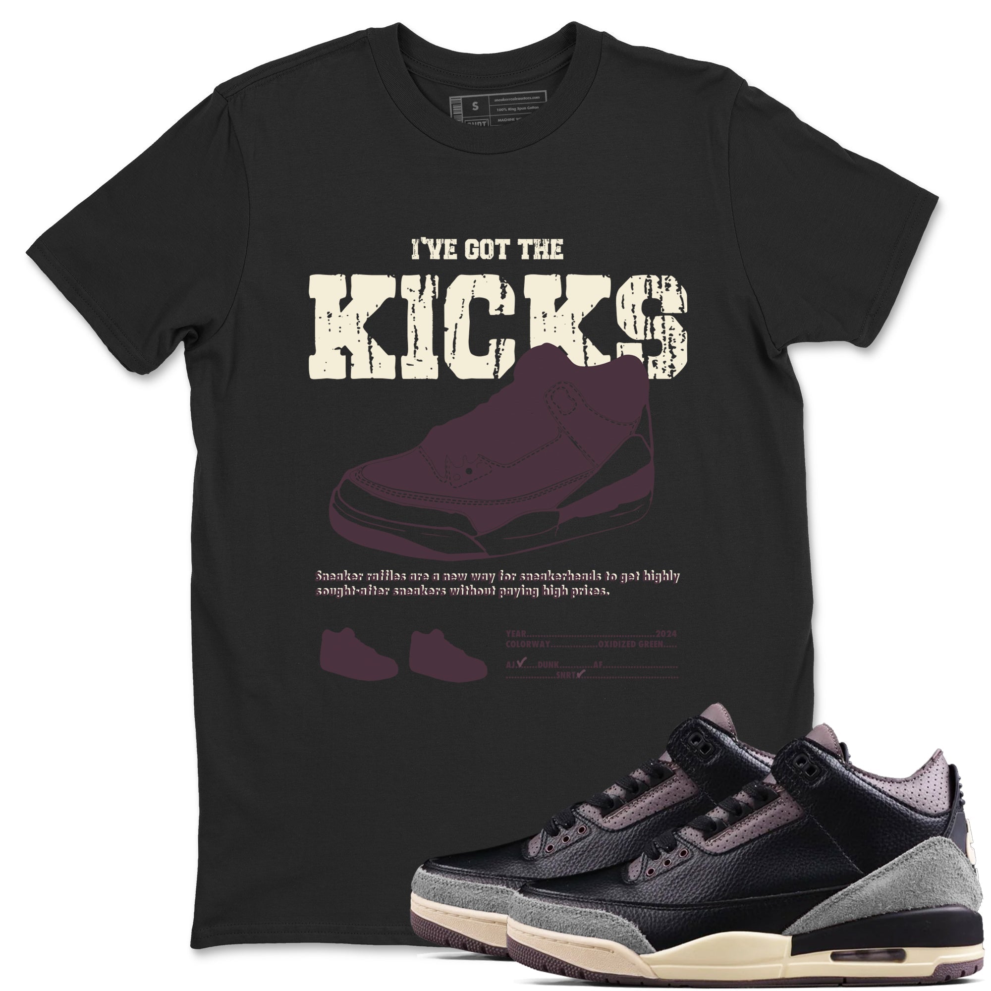 I've Got The Kicks snkmatch Tees - Air Jordan 3 A Ma Maniere x Black