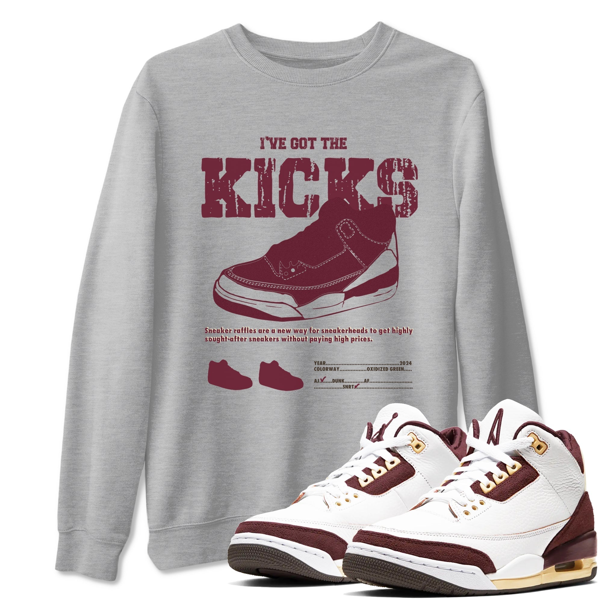 I've Got The Kicks snkmatch Tees - Air Jordan 3 A Ma Maniere x Burgundy Crush