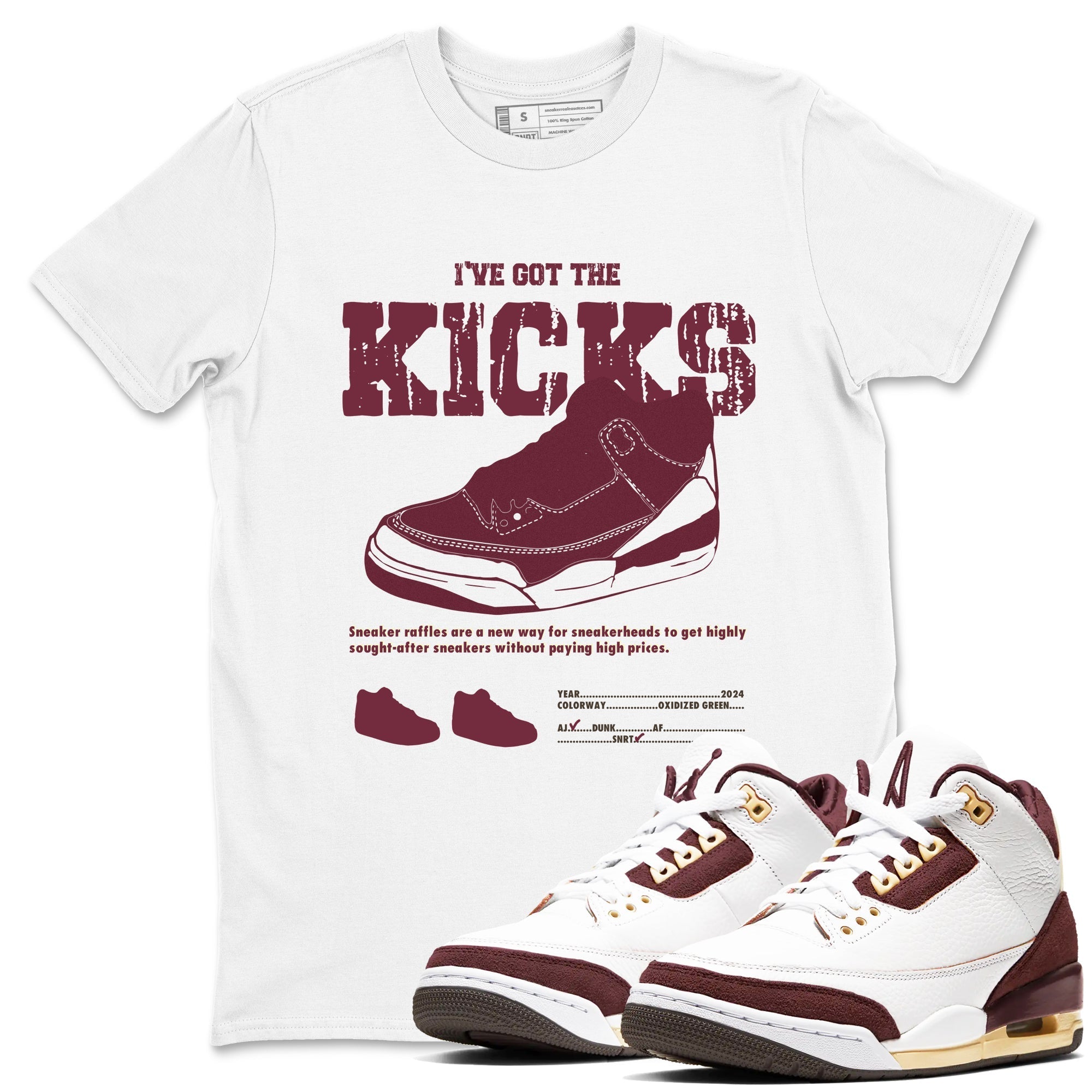 I've Got The Kicks snkmatch Tees - Air Jordan 3 A Ma Maniere x Burgundy Crush