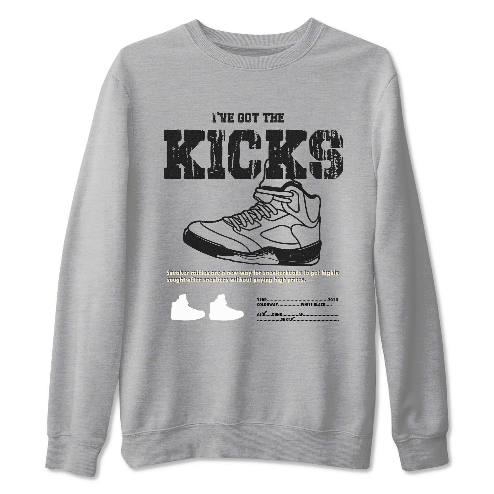I've Got The Kicks snkmatch Tees - Air Jordan 5 White Black