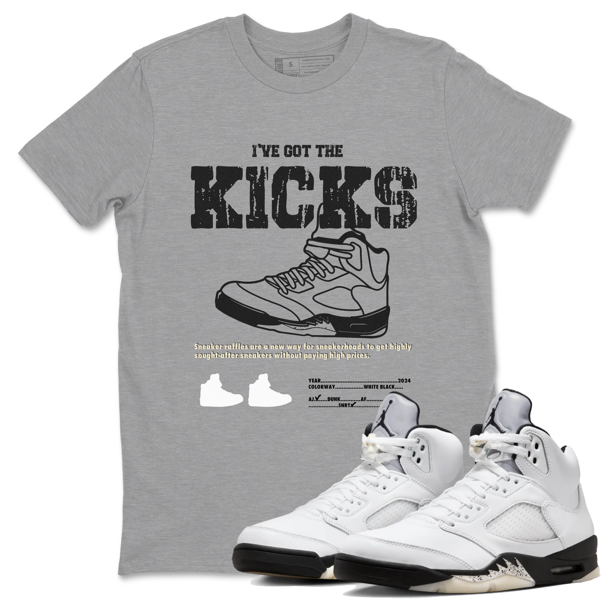 I've Got The Kicks snkmatch Tees - Air Jordan 5 White Black