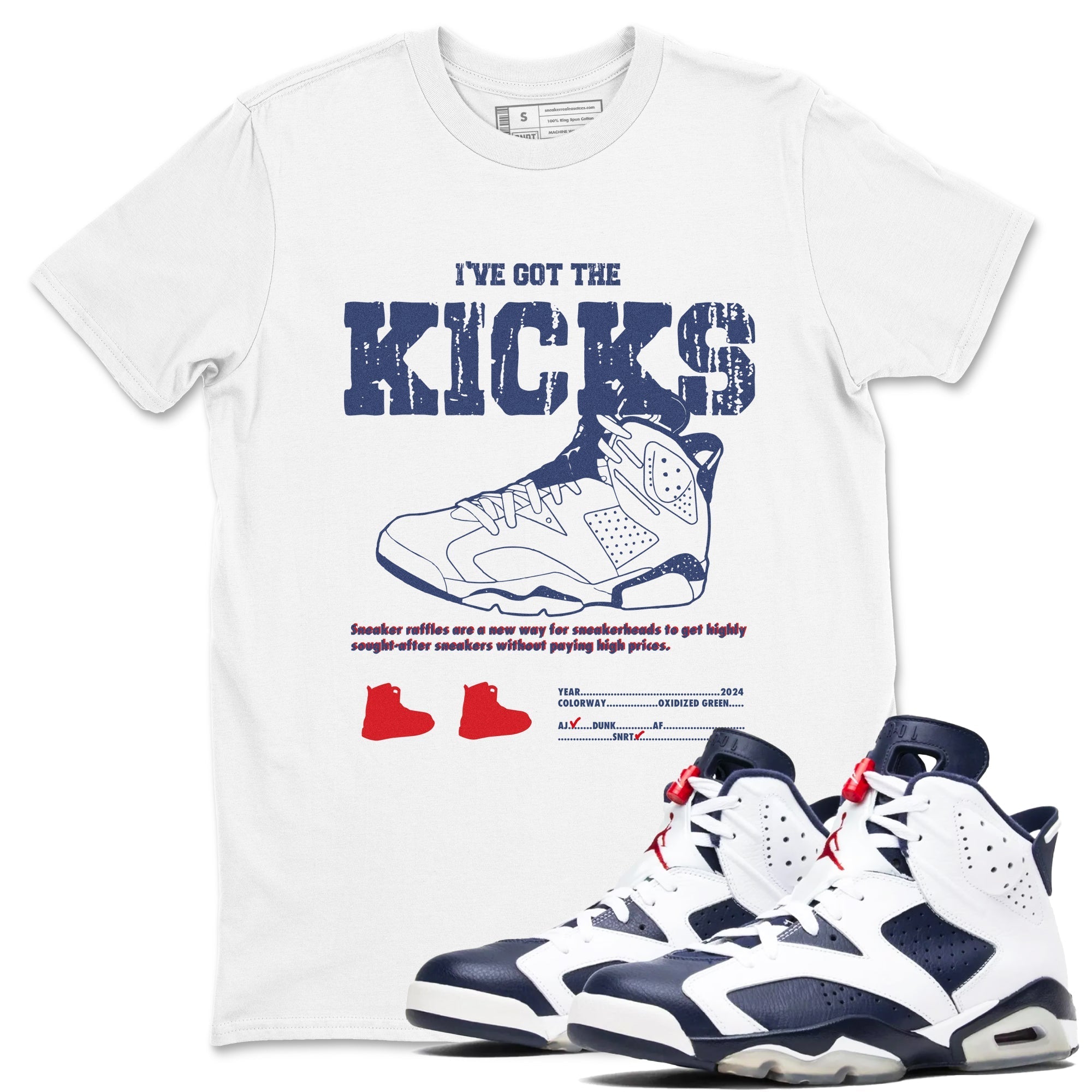 I've Got The Kicks snkmatch Tees - Air Jordan 6 White And Midnight Navy