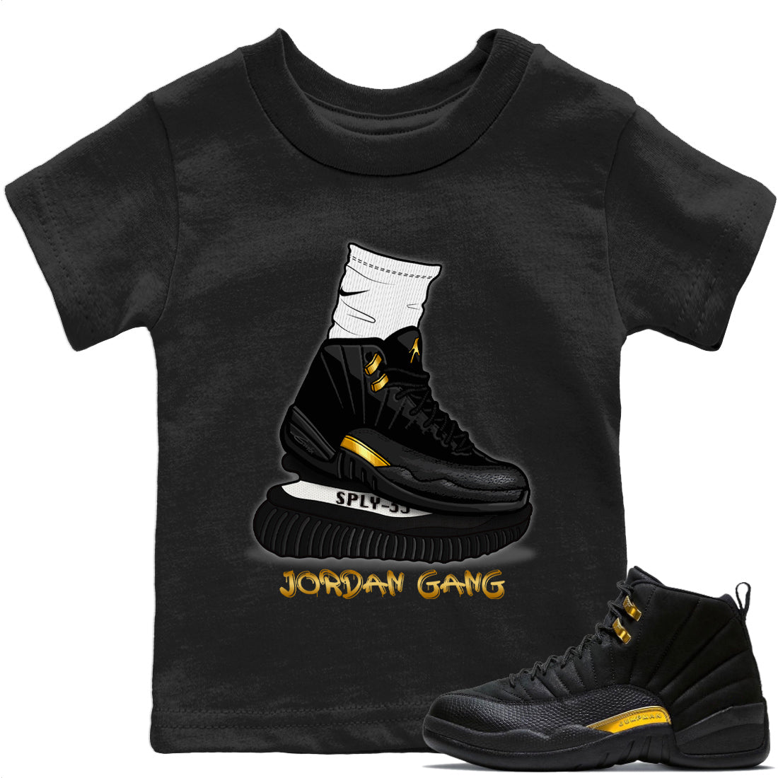 Air Jordan Gang Kids Tops - Air Jordan 12 Black Taxi