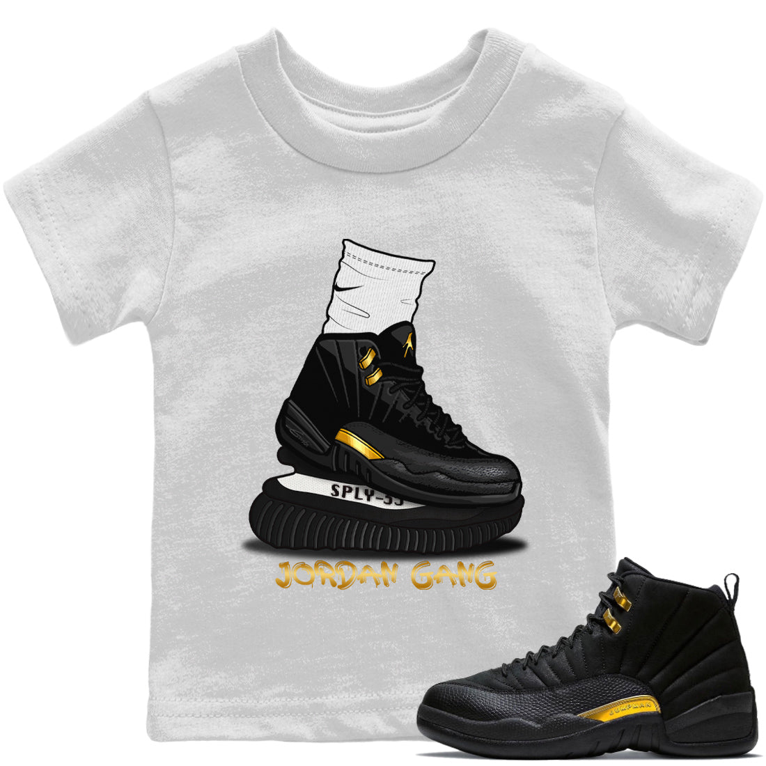 Air Jordan Gang Kids Tops - Air Jordan 12 Black Taxi